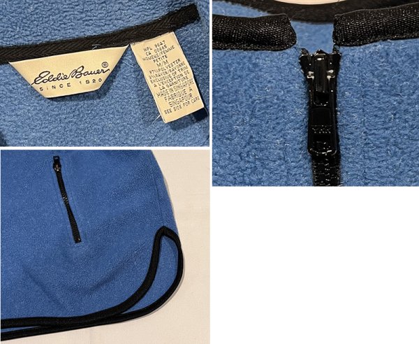 画像2: 90’ｓ【ビンテージ】【エディーバウアー】【青×紺パイピング】【ハーフジップフリース】レディース古着【レディースM】  (2)