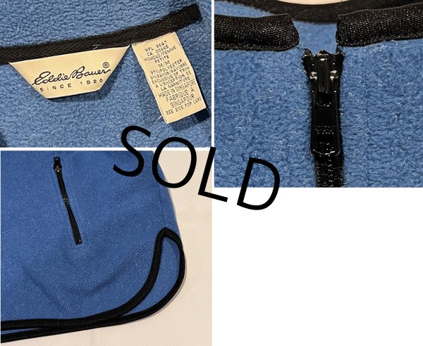 画像2: 90’ｓ【ビンテージ】【エディーバウアー】【青×紺パイピング】【ハーフジップフリース】レディース古着【レディースM】  (2)