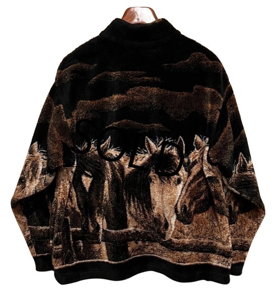 画像3: USA製 ビンテージ【OUTBACK】【馬】総柄【プリント】【フリースジャケット】ジップアップジャケット  (3)