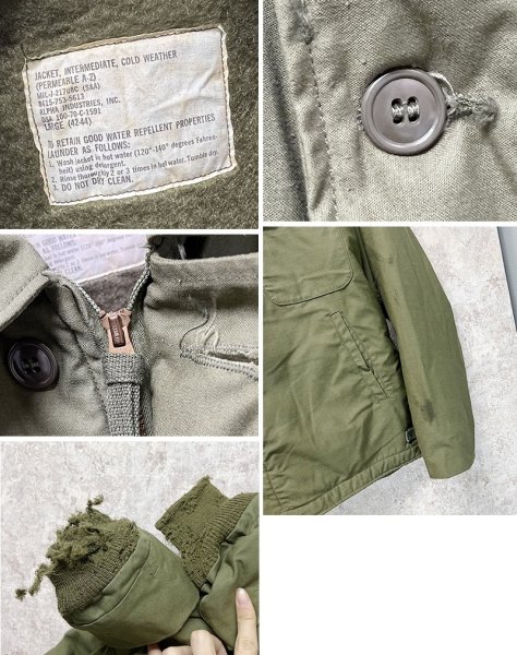 画像2: 70's【米軍実物】【ビンテージ】U.S.NAVY【A-2】【デッキジャケット】【サイズL】  (2)