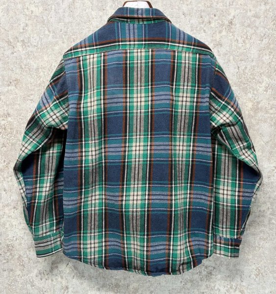 画像3: 90's 【ビンテージ】 【FIVEBROTHER】ファイブブラザー【紺ｘ緑ｘ赤】チェック ネルシャツ　サイズＬ  (3)
