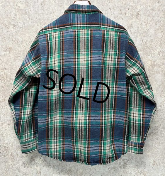 画像3: 90's 【ビンテージ】 【FIVEBROTHER】ファイブブラザー【紺ｘ緑ｘ赤】チェック ネルシャツ　サイズＬ  (3)