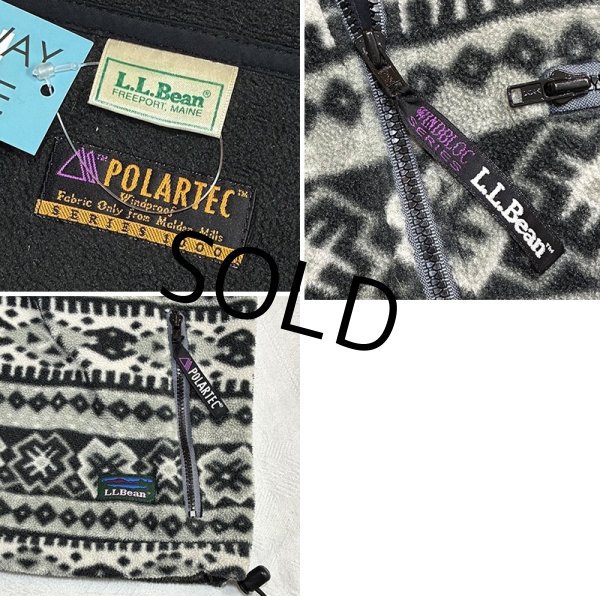 画像2: 90's 【L.L.Bean】ビンテージ【ＬＬビーン】【WINDBLOCK SERIES】 ポーラテック  グレー 【雪柄】総柄【ハーフジップフリース】アノラックフリース サイズXL程度  (2)
