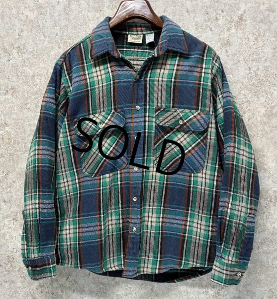 画像1: 90's 【ビンテージ】 【FIVEBROTHER】ファイブブラザー【紺ｘ緑ｘ赤】チェック ネルシャツ　サイズＬ  (1)