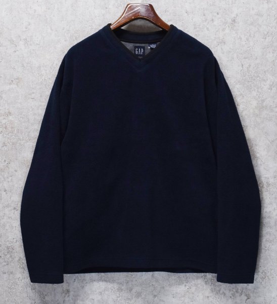 画像1: ビンテージ【オールドギャップ】【GAP】紺【Vネック】【フリース】【プルオーバー】【サイズXL】  (1)