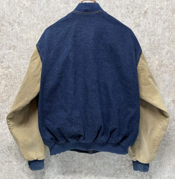 画像4: 【ビンテージ】【TURNING POINT】ターニングポイント CATERPILLAR【キャタピラー】デニムｘベージュ 袖切替【スタジャン】【サイズＬ】  (4)