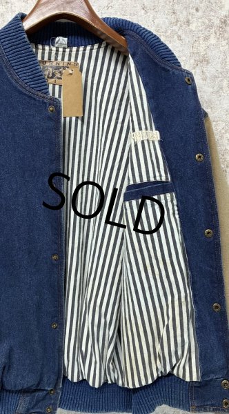 画像3: 【ビンテージ】【TURNING POINT】ターニングポイント CATERPILLAR【キャタピラー】デニムｘベージュ 袖切替【スタジャン】【サイズＬ】  (3)