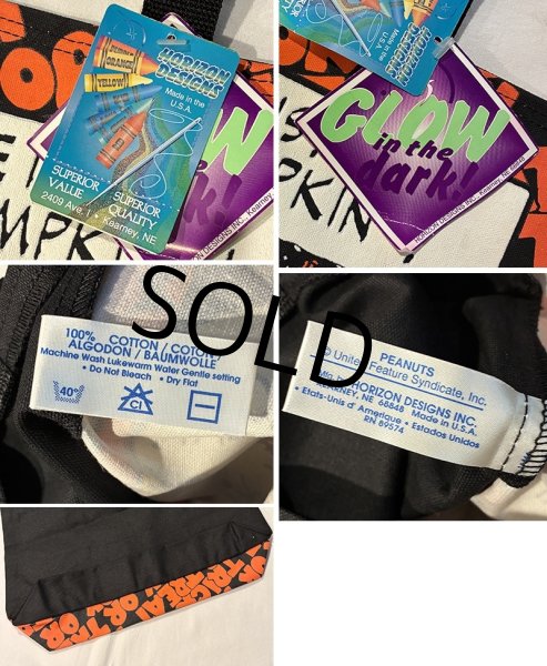 画像2: デッドストック 90's USA製 【ビンテージ】【ピーナッツ】スヌーピー【ハロウィン】マチ付き【トートバッグ】  (2)