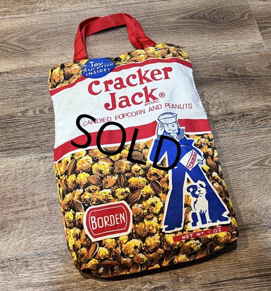 画像1: デッドストック【ビンテージ】【Cracker Jack】クラッカー・ジャック【お菓子プリント】マチ付き【トートバッグ】  (1)