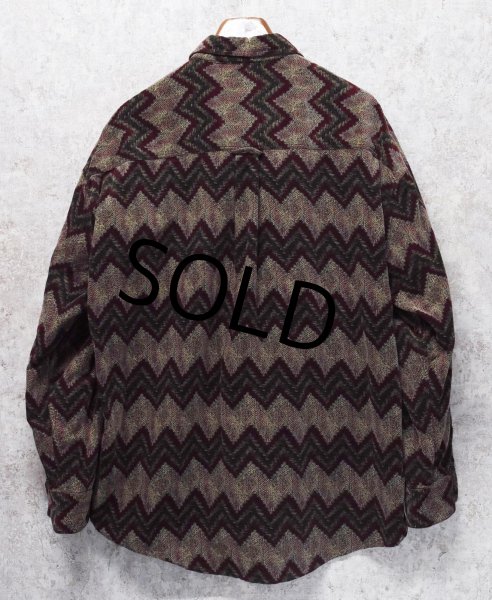 画像3: 【CHAPS】チャップス【ラルフローレン】【POLO ralph lauren】【エンジ×緑】模様プリント ボタンダウン【コーデュロイシャツ】【サイズXL】  (3)