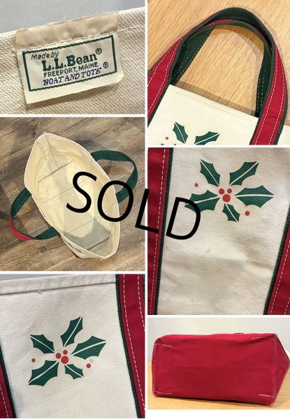 画像2: 【80’s】【ビンテージ】【L.L.bean】【エルエルビーン】赤ｘ緑【ヒイラギ】【キャンバス】【トートバッグ】【キャンバストート】  (2)