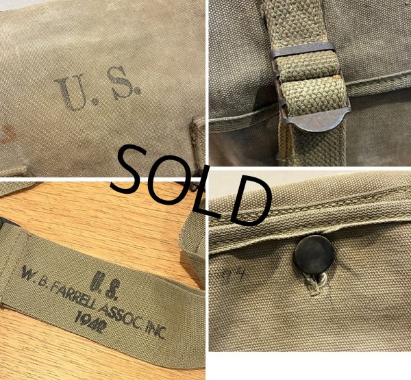 画像2: 40's【ビンテージ】ww2【米軍実物】 U.S.ARMY【ショルダーバッグ】【ミュゼットバッグ】   (2)