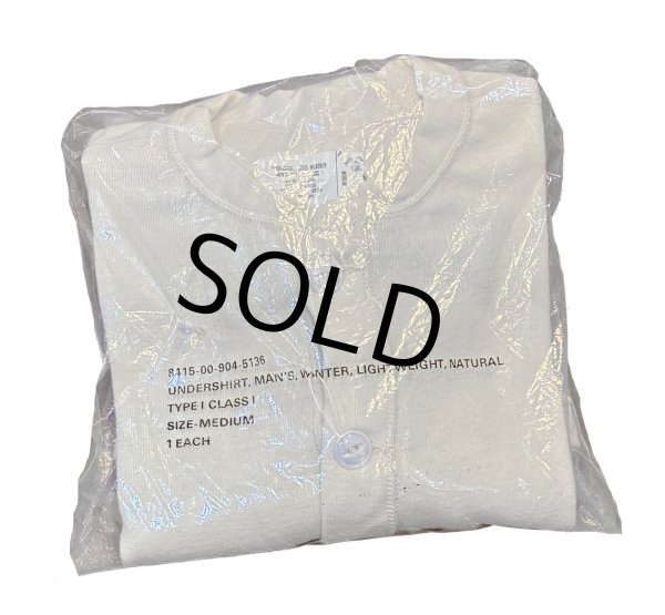 画像1: デッドストック【80's】【ビンテージ】【U.S.ARMY】【ウールｘコットン】ヘンリーネックロンＴ【アンダーシャツ】サイズM  (1)