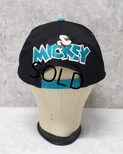 画像5: 【デッドストック】【MICKEY】ミッキーマウス【黒×エメラルド】刺繍入り【BBキャップ】   (5)