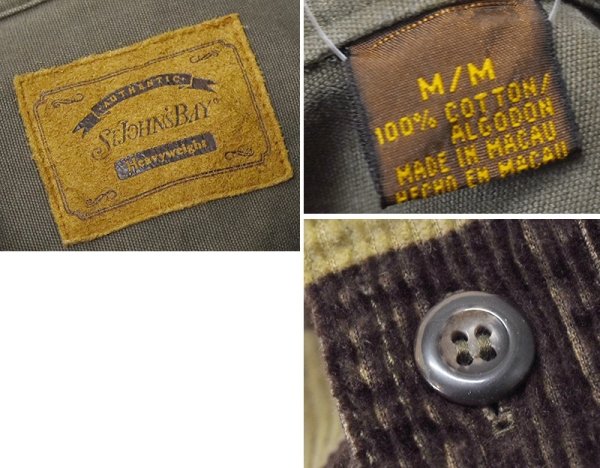 画像2: ビンテージ【セントジョーンズベイ】【St.John's Bay】【ブラウン×ベージュ】【コーデュロイ】【シャツジャケット】【サイズＭ】  (2)