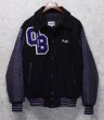 画像3: UNITED SPORT APPAREL【ビンテージ】【黒メルトンｘ紫レザー】【OLD BRIDGE】【スタジャン】【サイズL】  (3)