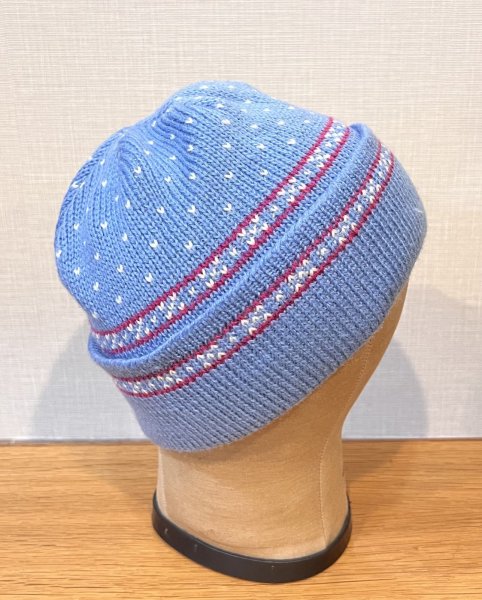 画像4: 【USA製】【ビンテージ】【wigwam】ウィグアム バーズアイ柄【水色】 【ニットキャップ】 【ニット帽】   (4)