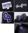 画像2: UNITED SPORT APPAREL【ビンテージ】【黒メルトンｘ紫レザー】【OLD BRIDGE】【スタジャン】【サイズL】  (2)