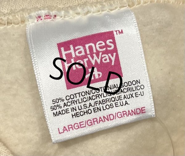 画像2: USA製【90s】【ビンテージ】【USA製】ヘインズ【hanes】クリーム色【無地】レディース【スウェット】【サイズW-Ｌ】  (2)