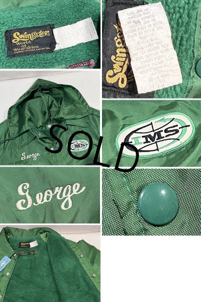 画像2: 【ビンテージ】【Swingster】スウィングスター【緑】IMS【フリース裏地付き】【コーチジャケット】【サイズXL】  (2)