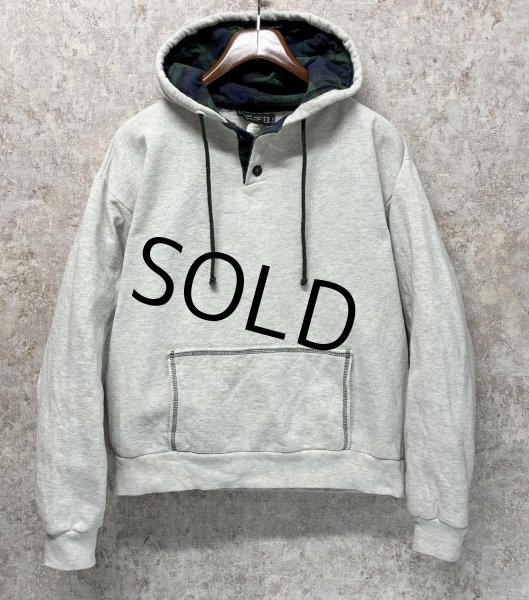 画像1: USA製 ビンテージ【RESQ】霜降りグレーｘブラックウォッチ【パーカー】【サイズM】  (1)