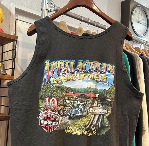 画像3: 90's~【USA製】【ビンテージ】【HARLEY DAVIDSON】【ハーレーダビッドソン】APPALACHIAN 【黒】【プリント】ノースリーブ【Tシャツ】タンクトップ【サイズＸＬ】  (3)