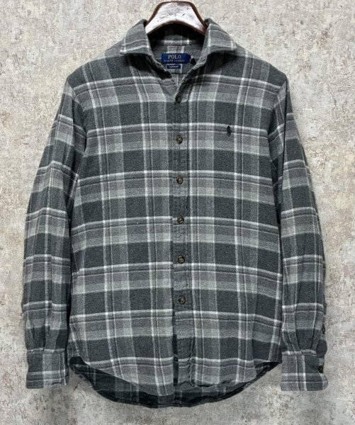 画像1: ビンテージ【POLO RALPH LAUREN】ラルフローレン【classic fit】 グレー チェック【ネルシャツ】コットンシャツ 【サイズS】  (1)