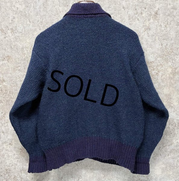 画像3: 80's~【アイルランド製】 ビンテージ【L.L.Bean】LLビーン【青×紫】【カーディガン】レディース【サイズW-M】  (3)