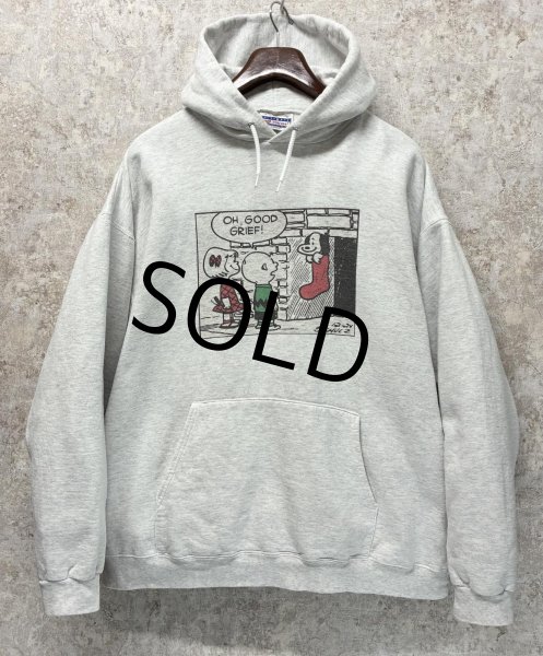 画像2: 【90s〜】【ビンテージ】ヘインズ【hanes】スヌーピー【ピーナッツ】クリスマス グレー【パーカー】【サイズXL】  (2)