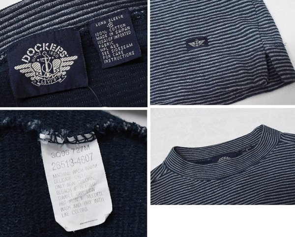 画像2: 【ビンテージ】【DOCKERS】ドッカーズ【リーバイス】【紺ｘグレー】ボーダー【モックネックロンＴ】【サイズＳ】  (2)