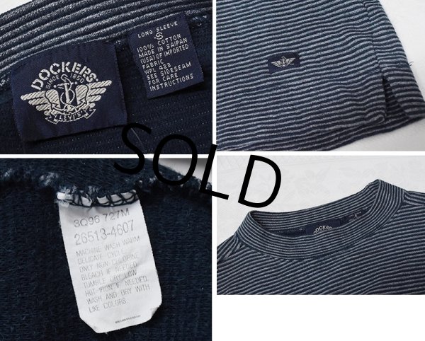 画像2: 【ビンテージ】【DOCKERS】ドッカーズ【リーバイス】【紺ｘグレー】ボーダー【モックネックロンＴ】【サイズＳ】  (2)