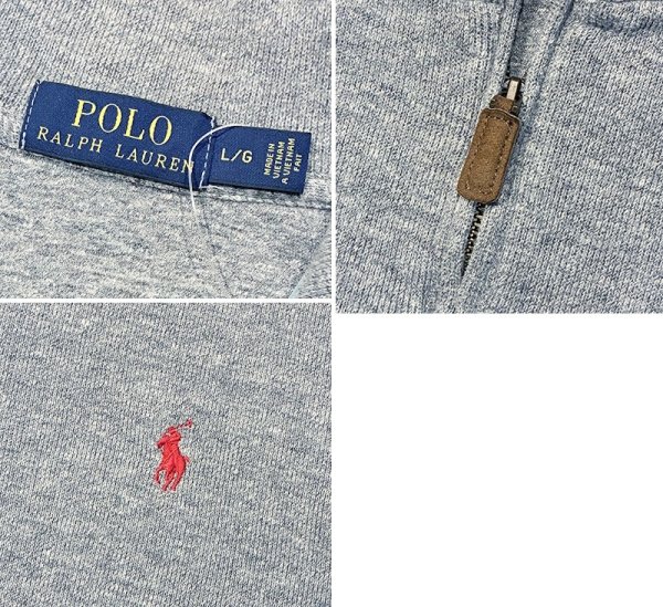画像2: ビンテージ【ラルフローレン】POLO RALPH LAUREN【グレー】【無地】【ハーフジップ】【コットンセーター】【サイズL】   (2)
