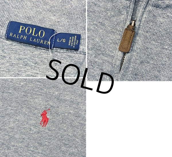 画像2: ビンテージ【ラルフローレン】POLO RALPH LAUREN【グレー】【無地】【ハーフジップ】【コットンセーター】【サイズL】   (2)