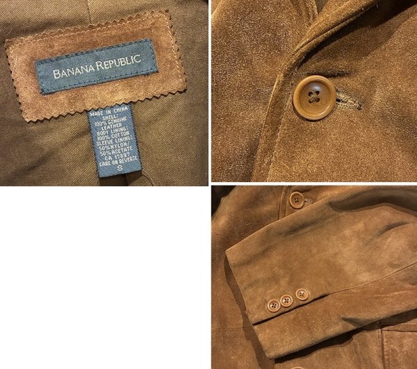 画像2: 90's【ビンテージ】【BANANA REPUBLIC】バナナリパブリック【ブラウン】スエード【スエードジャケット】テーラード【サイズS】  (2)