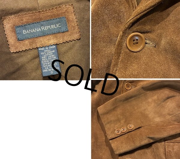 画像2: 90's【ビンテージ】【BANANA REPUBLIC】バナナリパブリック【ブラウン】スエード【スエードジャケット】テーラード【サイズS】  (2)