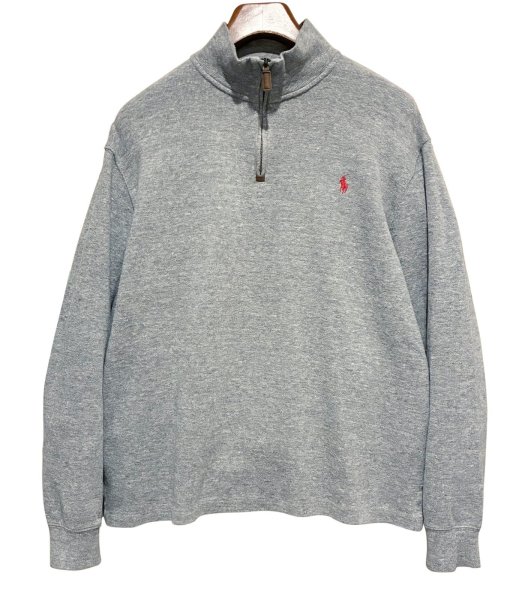 画像1: ビンテージ【ラルフローレン】POLO RALPH LAUREN【グレー】【無地】【ハーフジップ】【コットンセーター】【サイズL】   (1)