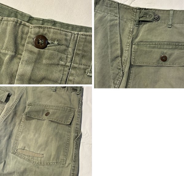 画像2: 50's【ビンテージ】 U.S.ARMY 【M-47】【ヘリンボーンツイル】【HBTパンツ】 M47【ベイカーパンツ】【W30程度】  (2)