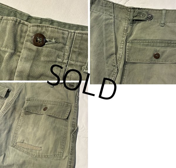 画像2: 50's【ビンテージ】 U.S.ARMY 【M-47】【ヘリンボーンツイル】【HBTパンツ】 M47【ベイカーパンツ】【W33程度】  (2)