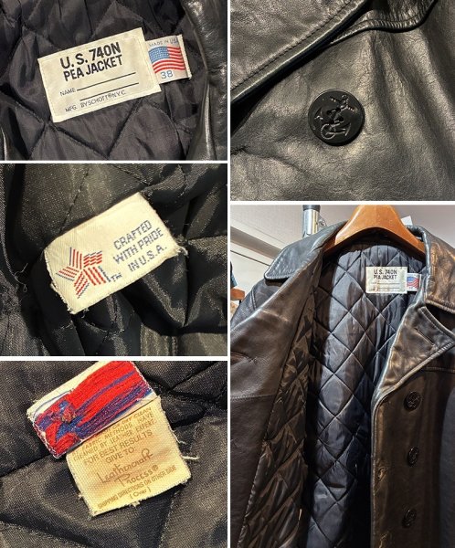 画像2: USA製【ビンテージ】【Schott】ショット 【U.S.740N PEA JACKET】オールレザー キルティング裏地【Pコート】【サイズUS38】  (2)