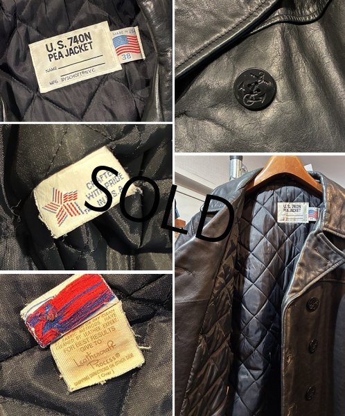 画像2: USA製【ビンテージ】【Schott】ショット 【U.S.740N PEA JACKET】オールレザー キルティング裏地【Pコート】【サイズUS38】  (2)