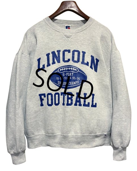 画像1: 90's【USA製】【ビンテージ】RUSSELL【ラッセル】LINCOLIN FOOTBALL グレー【スウェット】【サイズL】  (1)