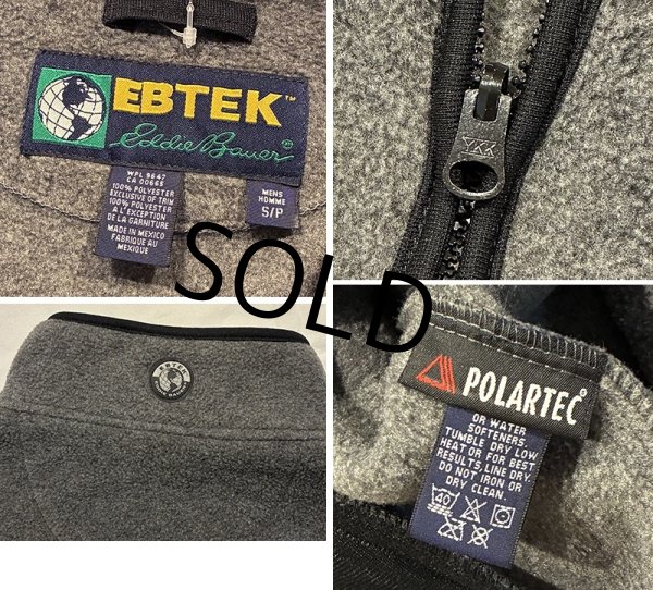 画像2: 90’s~【ビンテージ】【エディーバウアー】【EBTEK】ポーラテック【チャコール】【フリースカーディガン】【サイズS】  (2)