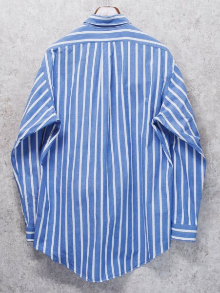 画像3: ビンテージ【ラルフローレン】POLO ralph lauren  青ｘ白 ストライプ ボタンダウン【コットンシャツ】【US 16 1/2-34】  (3)