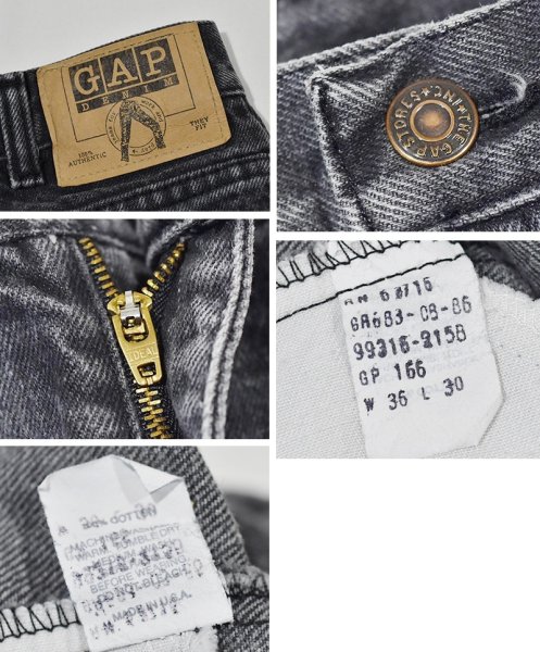 画像2: ~90's USA製【ビンテージ】【ギャップ】【GAP】【黒】先染め【ブラックデニム】デニムパンツ【36×30】  (2)