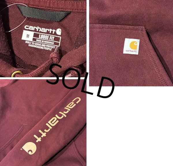 画像2: ビンテージ【carhartt】【カーハート】【RELAXED FIT】エンジ 袖プリント【パーカー】【サイズM】  (2)