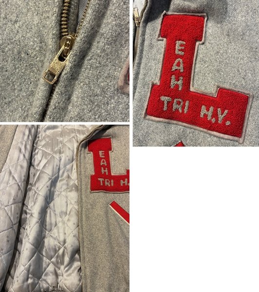 画像2: 【〜70'ｓ】【ビンテージ】【EAN TRI H.V.】グレーｘ赤【ウール】【スタジャン】【サイズL程度】  (2)