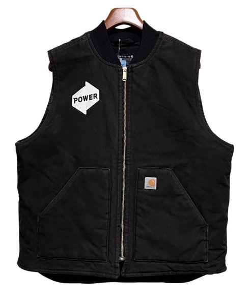 画像1: carhartt【カーハート】【中綿入り】ダック地【黒】ワッペン付き【ベスト】【サイズXL-R】  (1)