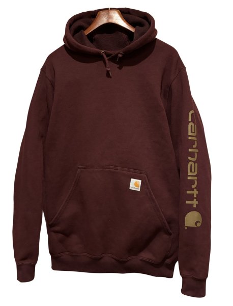 画像1: ビンテージ【carhartt】【カーハート】【RELAXED FIT】エンジ 袖プリント【パーカー】【サイズM】  (1)