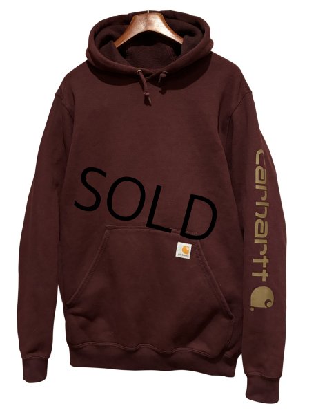 画像1: ビンテージ【carhartt】【カーハート】【RELAXED FIT】エンジ 袖プリント【パーカー】【サイズM】  (1)