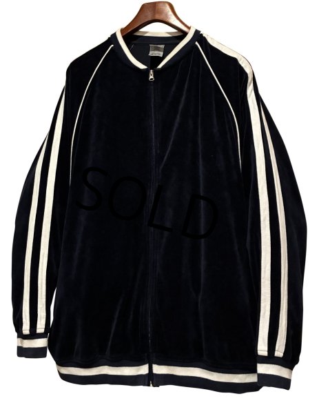 画像1: 【ビンテージ】Foot Locker 【フットロッカー】紺ｘ白ライン【ベロア地】【トラックジャージ】トラックジャケット【サイズXL】  (1)